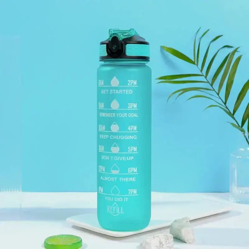 1L Inspirational Time Marked Water Bottle - Motivational Hydration Tracker for Daily Goals