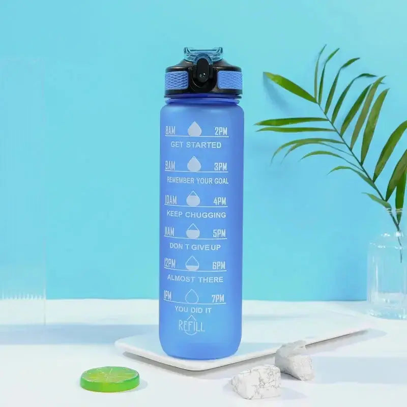 1L Inspirational Time Marked Water Bottle - Motivational Hydration Tracker for Daily Goals