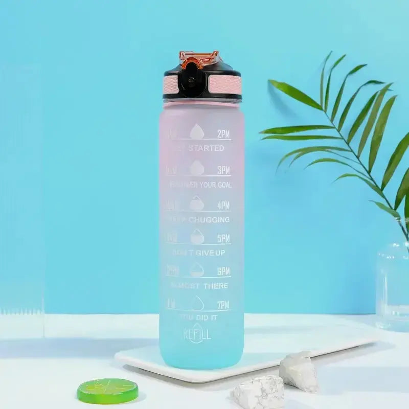 1L Inspirational Time Marked Water Bottle - Motivational Hydration Tracker for Daily Goals
