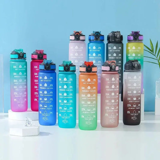 1L Inspirational Time Marked Water Bottle