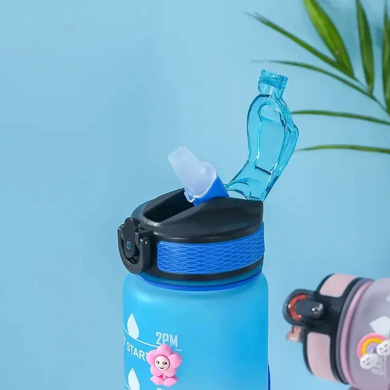 1L Inspirational Time Marked Water Bottle - Motivational Hydration Tracker for Daily Goals
