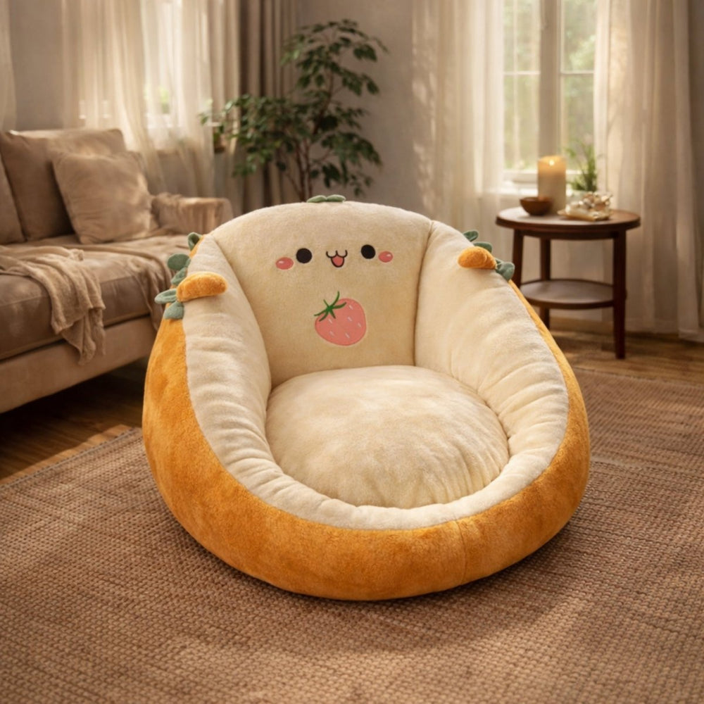 Plush Animal Floor Chair – Soft Velour Cover, Non-Slip Base & 2 Sizes