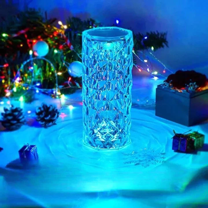 LED Crystal Table Lamp – 16 Colors, Touch & Remote Control, Rechargeable 21×9cm