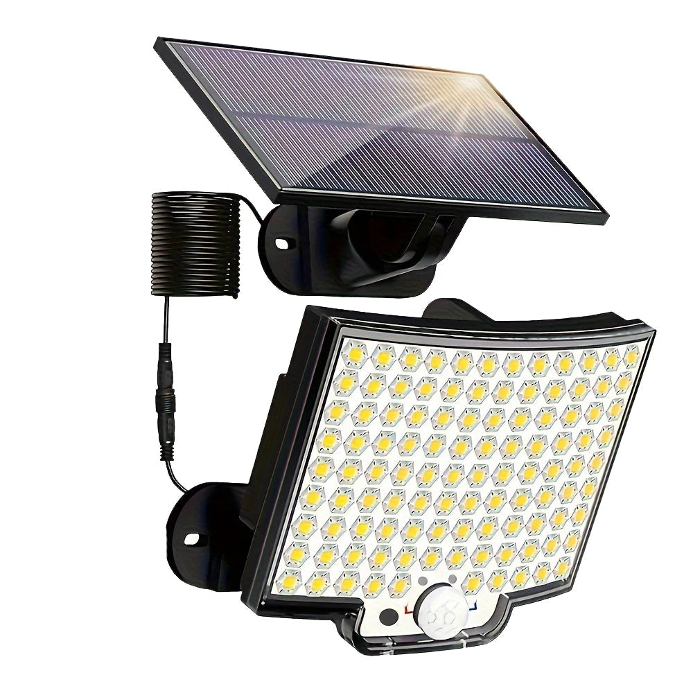 Solar Motion Sensor Wall Light – 106/144/280 LEDs, 120° Detection & Remote Control