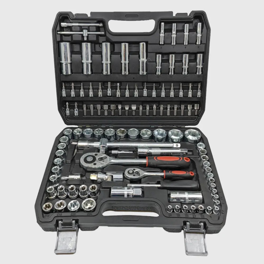 108-Piece Chrome Vanadium Ratchet Wrench Set - TorqueMaster
