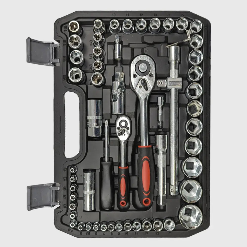 108-Piece Chrome Vanadium Ratchet Wrench Set - TorqueMaster