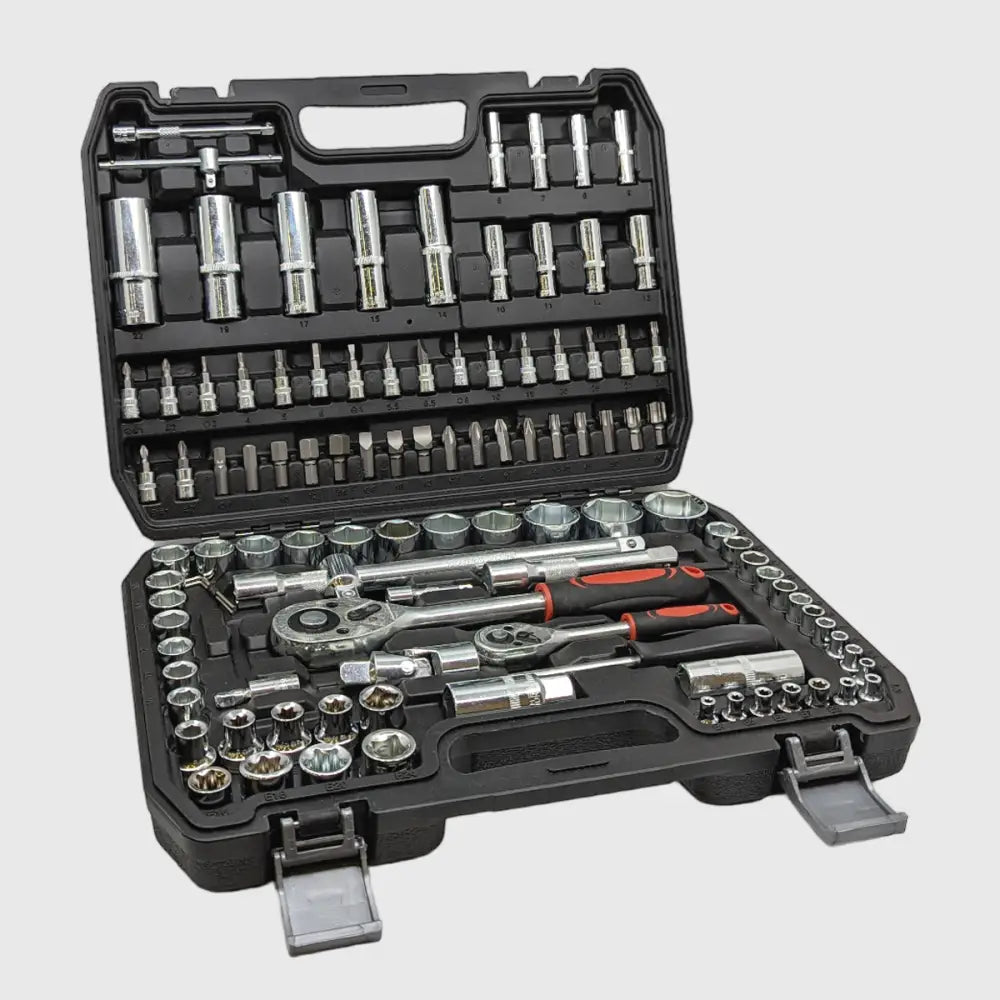 108-Piece Chrome Vanadium Ratchet Wrench Set - TorqueMaster