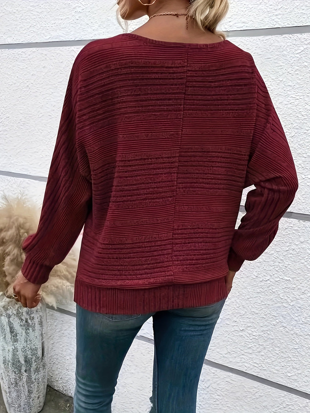 Enhanced Product Title: Sabine™ - Cozy Batwing Sleeve Sweater for Ultimate Comfort and Style

This optimized title includes keywords that potential customers might search for, while maintaining the essence of the original product.