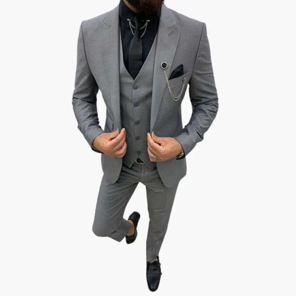 Men's Three-Piece Suit – Notch Lapel, Vest Included & Tailored Fit