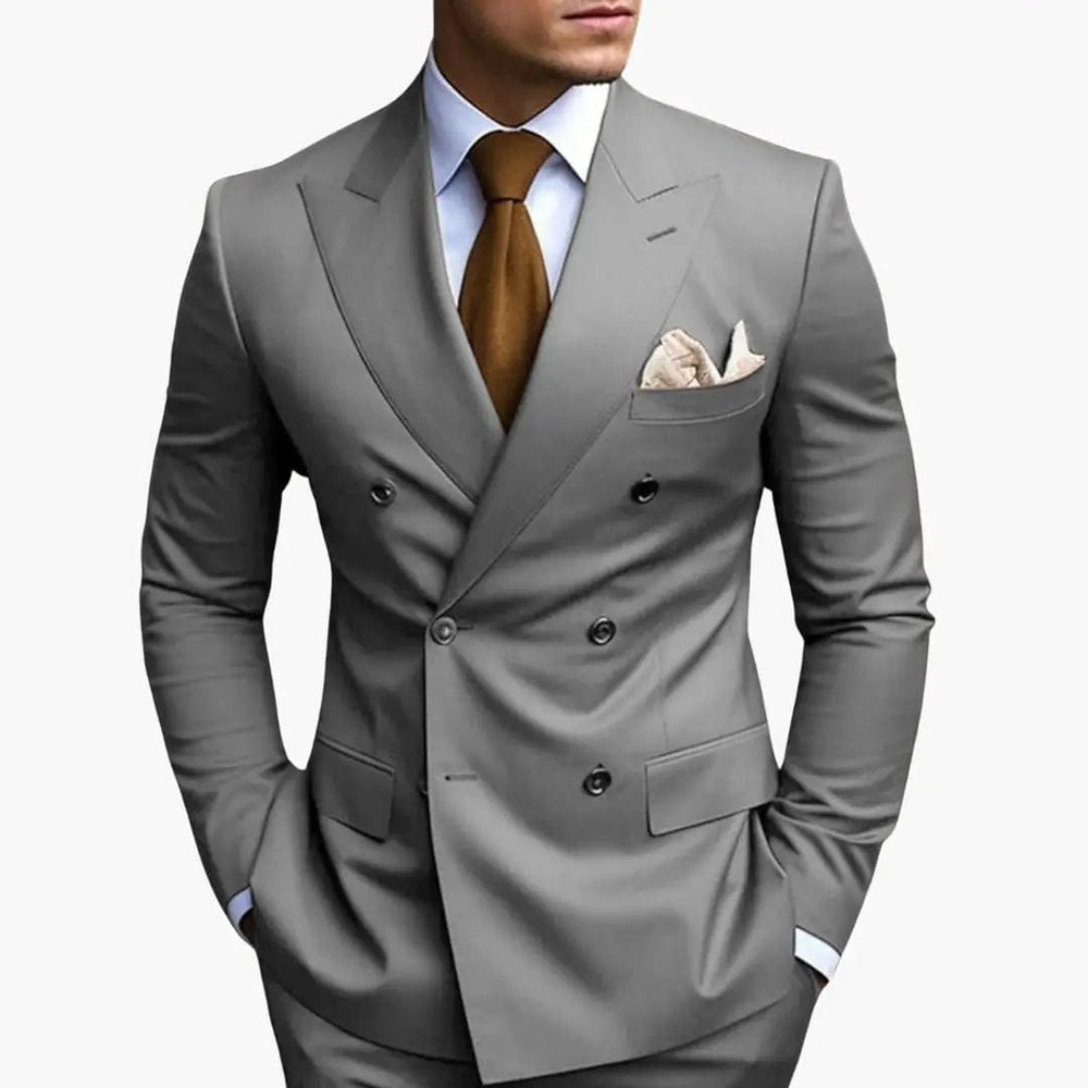 Men's Wedding Suit – Double-Breasted Jacket, Notched Lapel & Two-Piece Design
