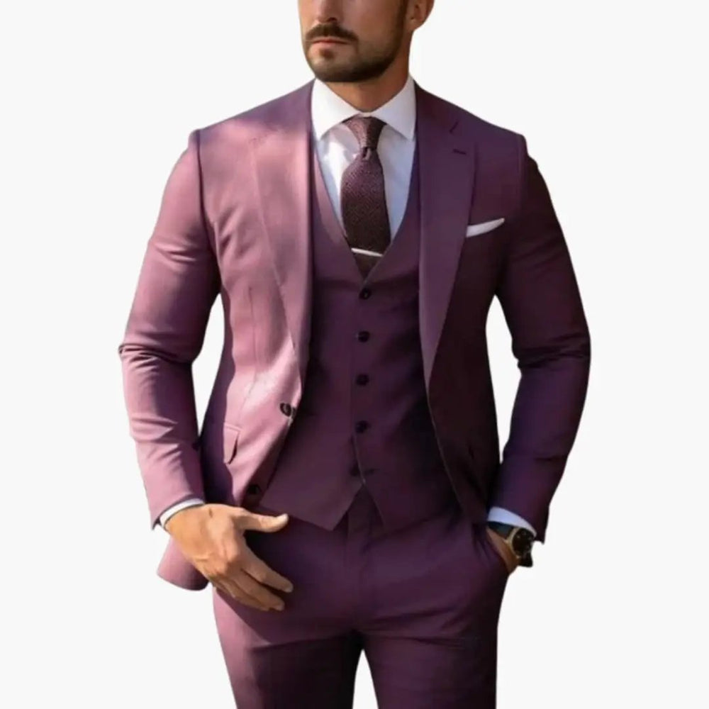 Men's Three-Piece Formal Suit – Blazer, Vest & Straight-Leg Trousers