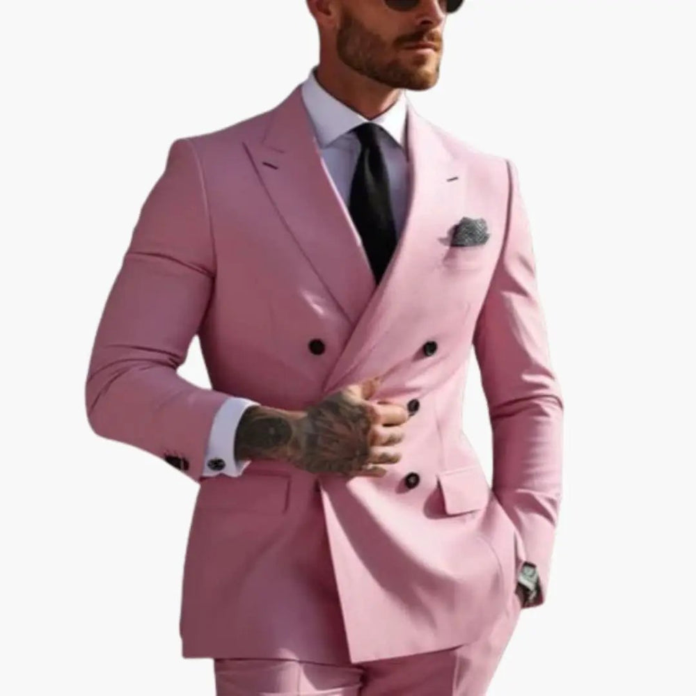 Men's Double-Breasted Suit – Two-Piece, Notch Lapel & Slim-Fit Trousers