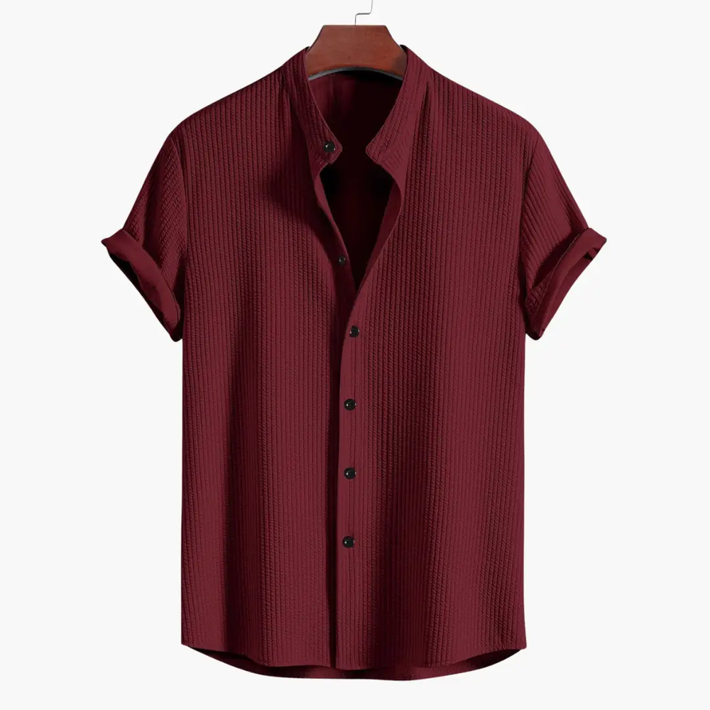 Men's Stand Collar Shirt – Slim Fit & Long Sleeve