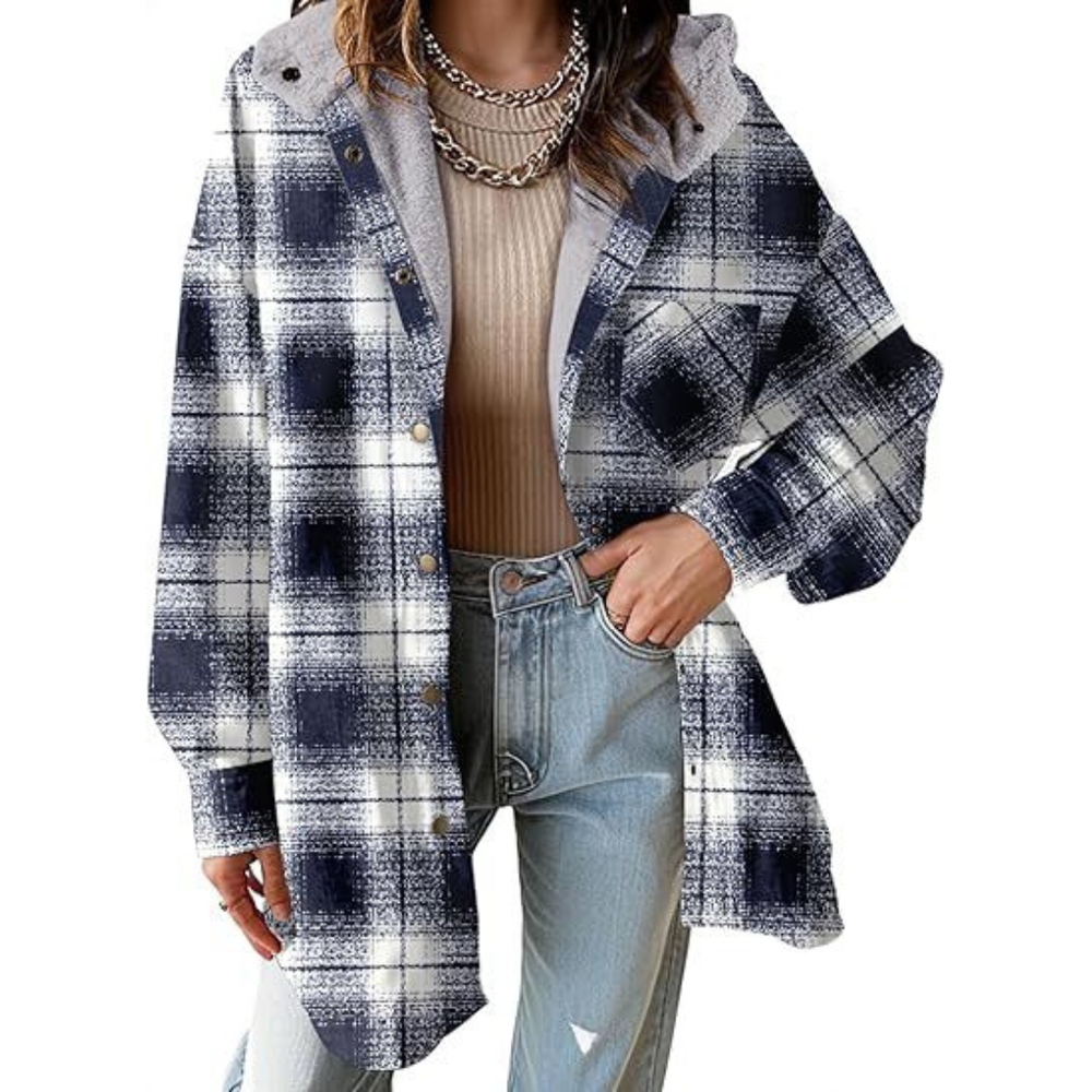 Optimized Product Title: "Tallulah™ - Entspannt geschnittene Karomuster Kapuzenjacke für Damen | Bequeme und stylische Freizeitjacke" 

This title includes relevant keywords for better visibility in Google Shopping while clearly describing the product.