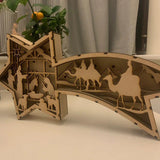 LED Wooden Christmas Star Light – Laser-Cut Nativity or Christmas Town