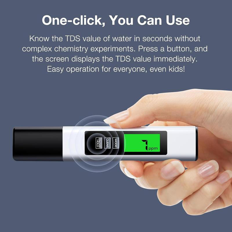 Digital TDS Water Tester – 4-in-1, TDS/EC/Temperature, Backlit Display, ±2% Accuracy