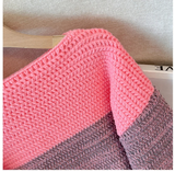 Cozy Plus-Size Fall Sweater - Lounge-Style with Trendy Color-Block Patch Design