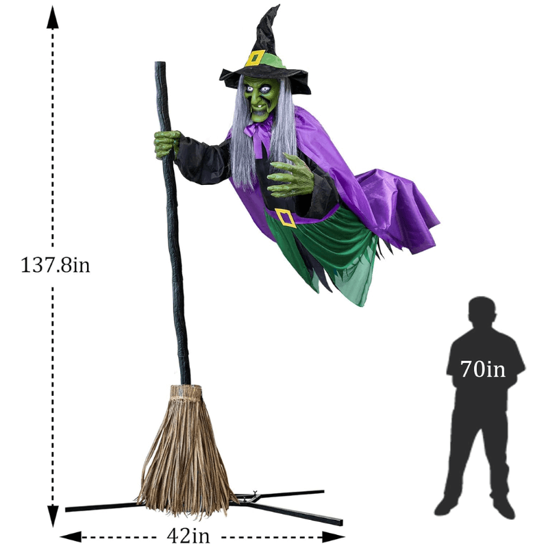 11.5-Foot Lighted Flying Witch Decoration