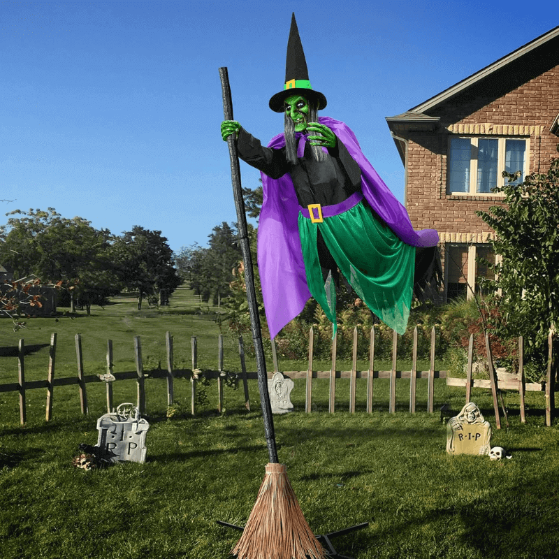 11.5-Foot Lighted Flying Witch Decoration