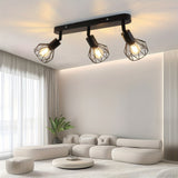 Vintage 3-Light Ceiling Spotlight | Industrial Black Metal Fixture