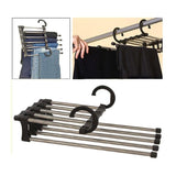 Extendable Trouser Hanger – Stainless Steel, 5 Slide-Out Bars & Non-Slip Tips