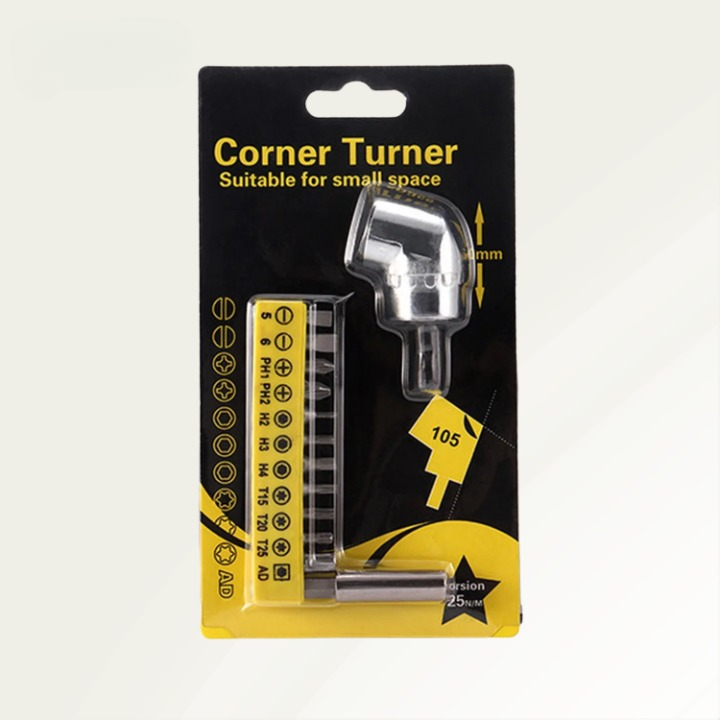 105° Right Angle Drill Adapter – 45-Steel, 6.35mm Hex Shank & Magnetic Bit Holder