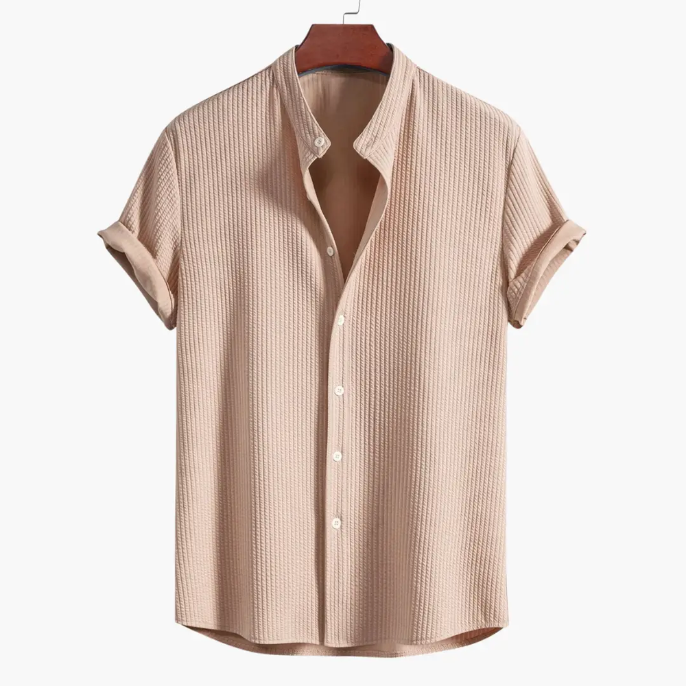 Men's Stand Collar Shirt – Slim Fit & Long Sleeve