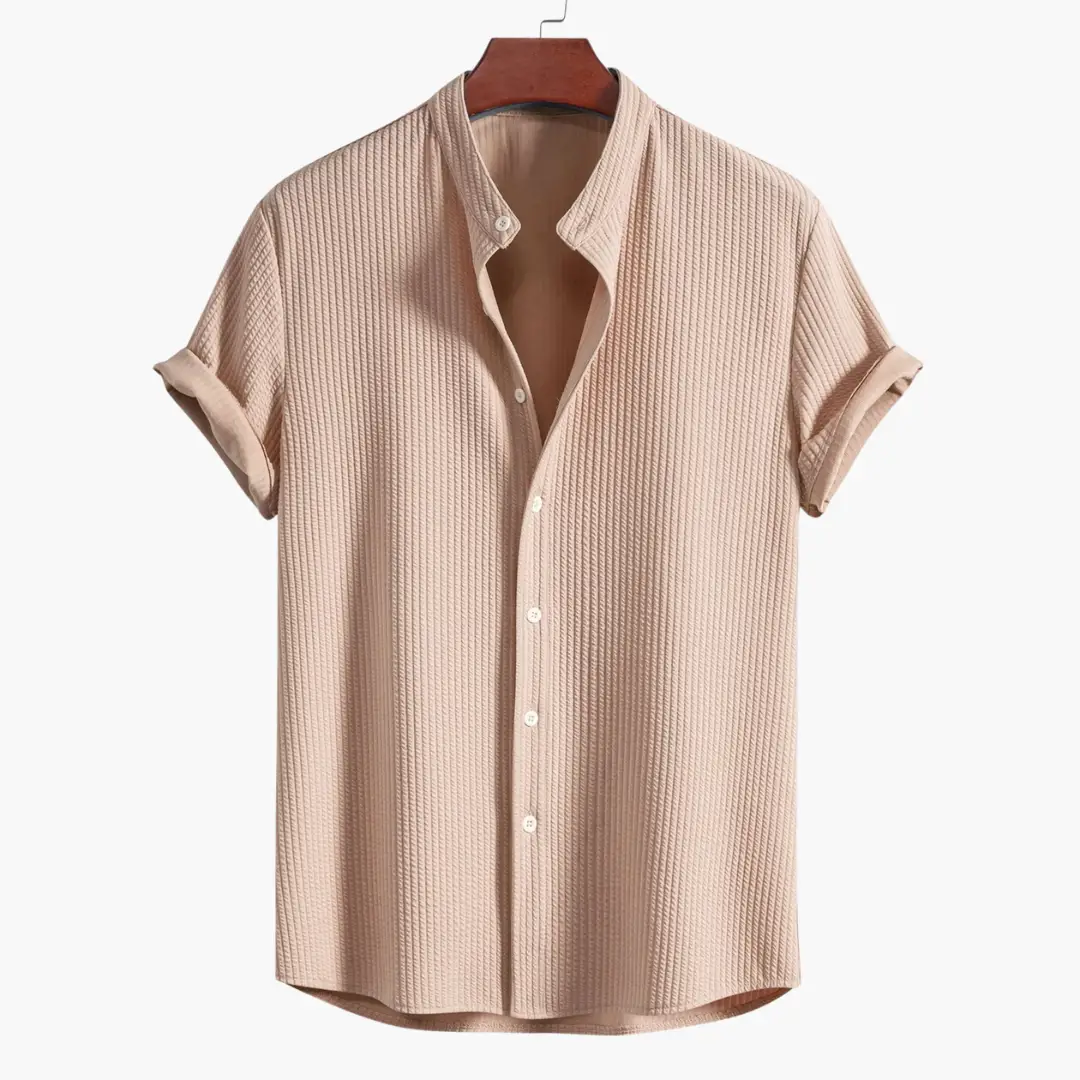 Men's Shirt with Stand Collar - Slim Fit, Elegant & Modern