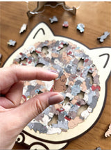Wooden Cat Puzzle – 135 Pieces, Sustainable Wood & 4 Color Variants