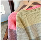 Women's Oversized Knit Sweater with Patchwork Design – Melina