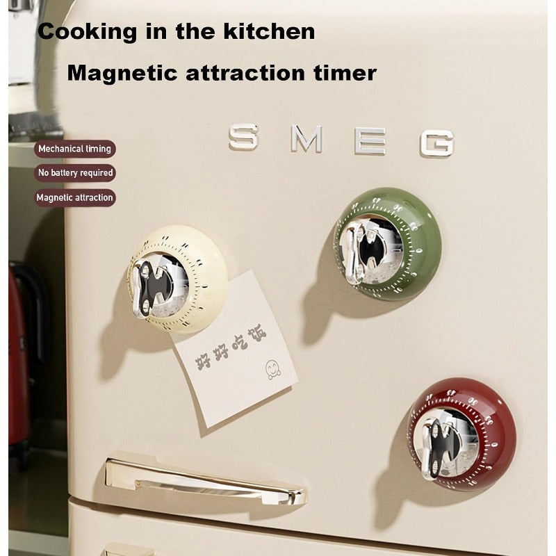 Magnetic Mechanical Kitchen Timer – 55-Minute Range, Loud Alarm & Battery-Free