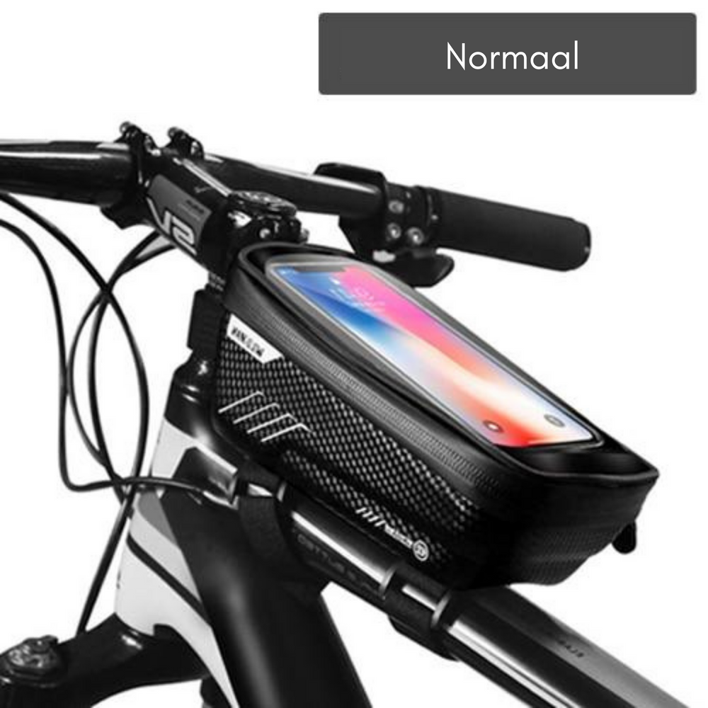 Optimized Product Title: "Wasserdichte Fahrrad-Rahmentasche mit Handy-Fenster – Hardcase für sicheres Smartphone-Management" 

This title includes relevant keywords for better visibility in Google Shopping while clearly describing the product's features.