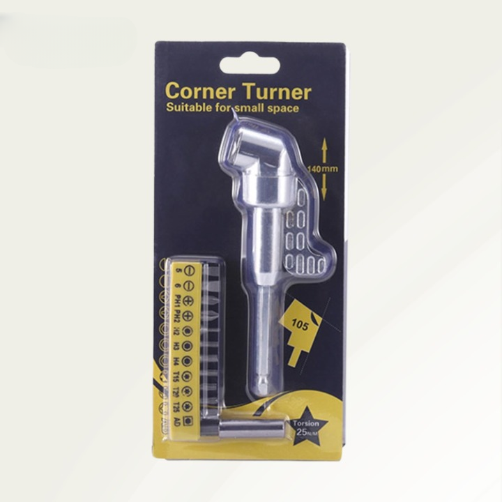 105° Right Angle Drill Adapter – 45-Steel, 6.35mm Hex Shank & Magnetic Bit Holder