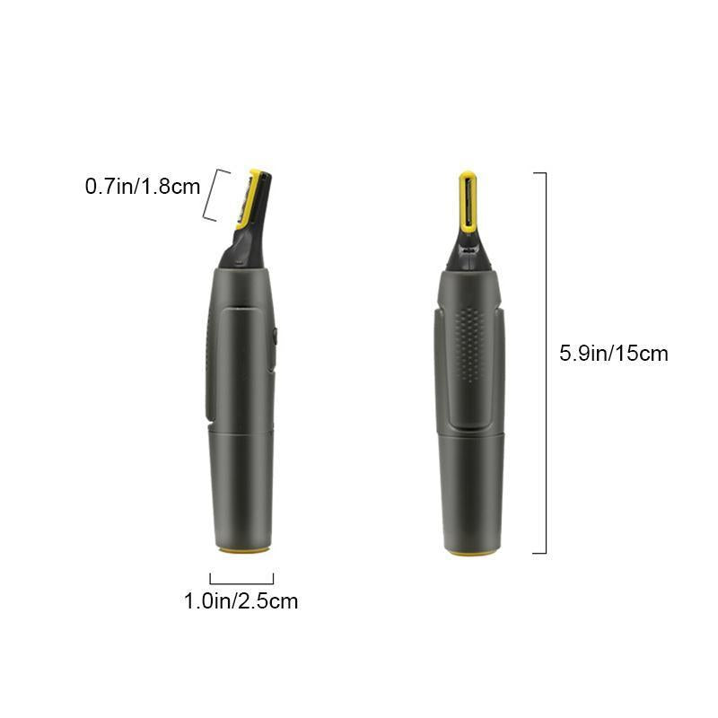 Nose & Ear Hair Trimmer – Ultra-Thin LED Light, Stainless Steel Blades, 15×2.5cm Grey