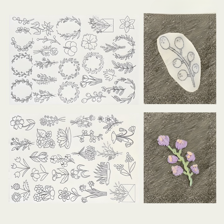 Embroidery Starter Kit – Water-Soluble Stick-On Patterns, 50 Thread Colors & Needles