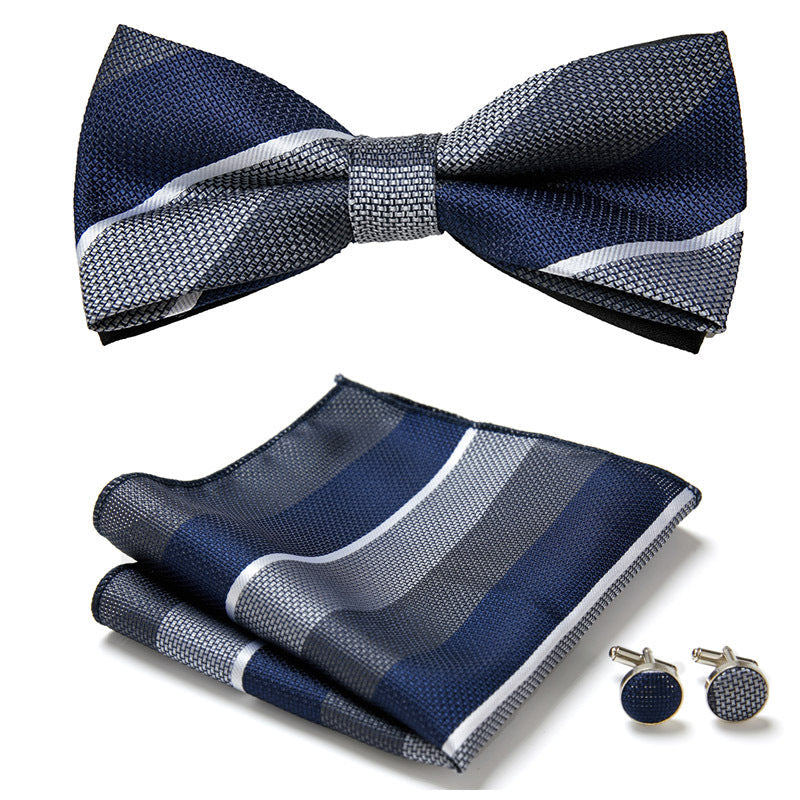 Men's Bow Tie Set – Pocket Square & Cufflinks, Polyester & 36 Designs