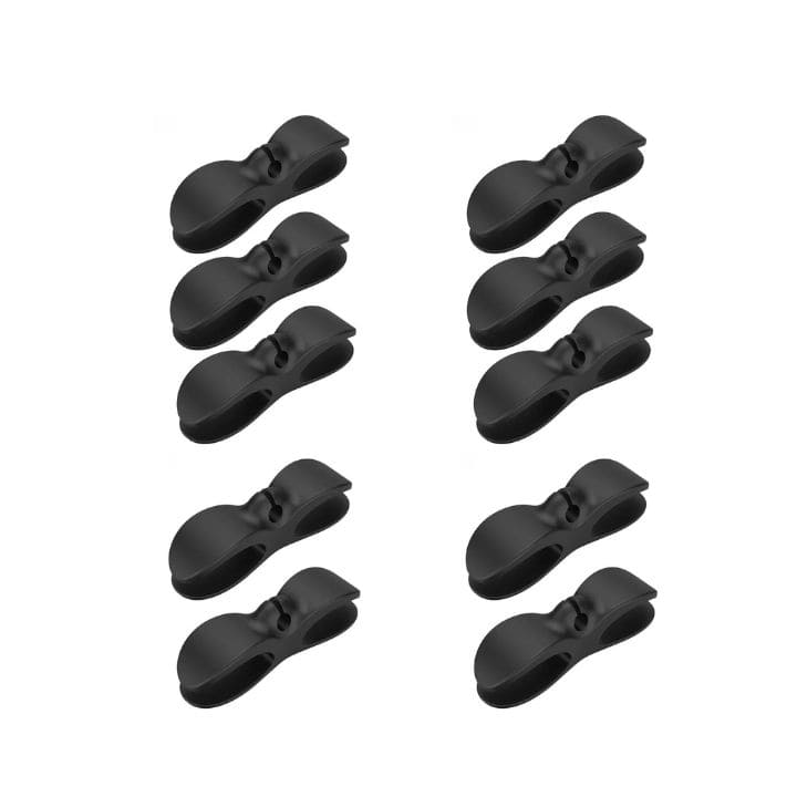 Self-Adhesive Cable Organizer Clips – TPR, 10.3×2.8cm, Set of 10 in Black & White