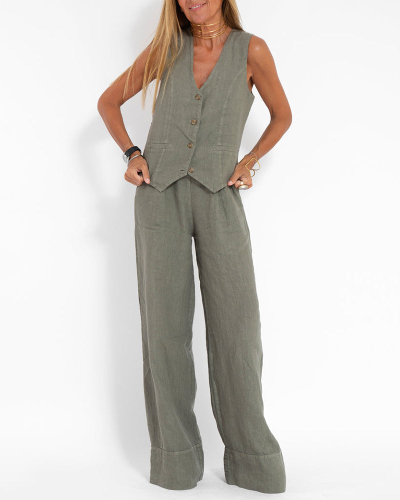 Alma linen 2-piece set - Dark Gray