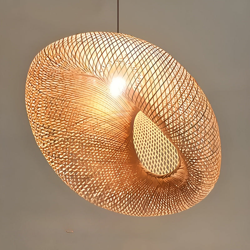 Bamboo Pendant Light – Handwoven Organic Design, Natural Finish & 50cm