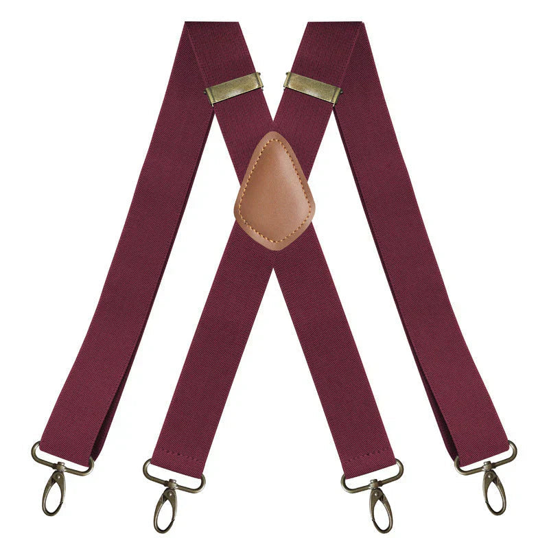 Men's Adjustable Y-Back Suspenders – 3.8cm Padded Straps, 120cm Length & Strong Clips