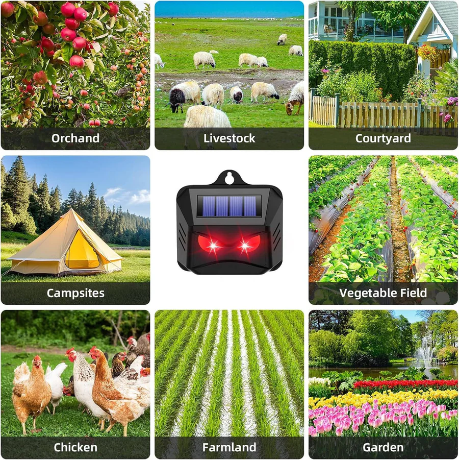 Solar Ultrasonic Animal Repeller – LED Flash, Weatherproof & 2-Pack Garden Set