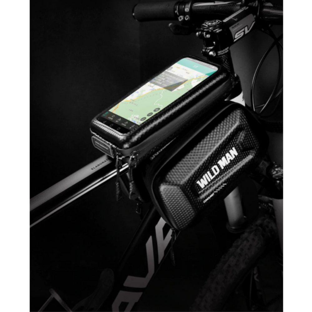 Bicycle Frame Bag – Touchscreen Window, Waterproof Hard Shell & Fits Phones up to 19×9cm