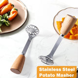 Stainless Steel Potato Masher – 410 Steel, Wood Handle & Dishwasher-Safe