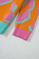 Ladies' Sweater With Color Block Leopard Print And Round Neck - Liora - 4