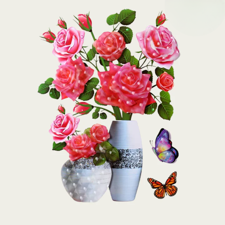Optimized Product Title: **Selbstklebende Blumen-Wandsticker mit Schmetterlingen – Dekorative Raumgestaltung für Kinderzimmer und Wohnräume**