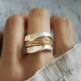 Silver Ring with Gold Accents – Solaira
