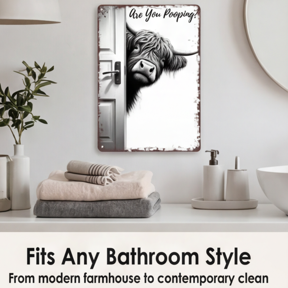 Optimized Product Title: "Witziges Metall Badezimmerschild – Humorvolles Deko-Element für Ihr Bad" 

This title includes relevant keywords while maintaining clarity and appeal for potential buyers.