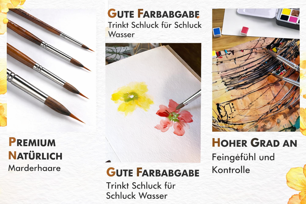 Detail Paint Brush Set – Wood Handle, Fine Synthetic Tips & 4 or 6 Pieces