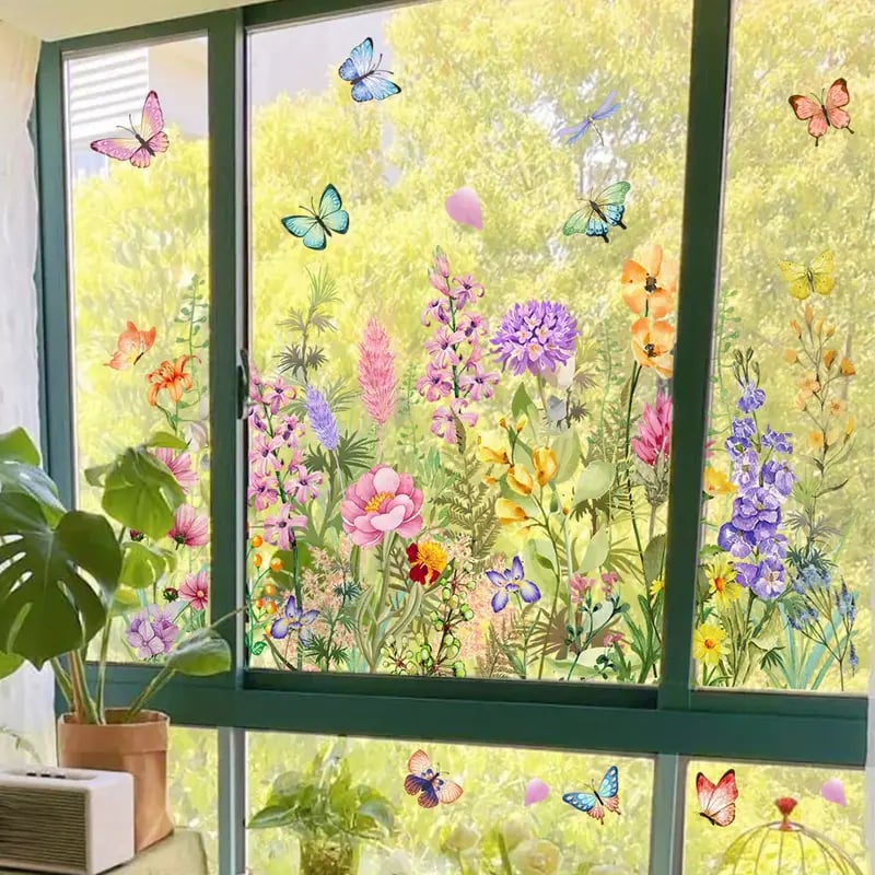 Optimized Product Title: "Blumen- und Schmetterling Fensteraufkleber – Dekorative Wandtattoos für Fenster und Wände" 

This title includes relevant keywords while also providing a clear description of the product's purpose and appeal.