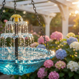 Hanging Solar Bird Bath Fountain – Wireless, Weatherproof & 25.5cm Glass Bowl
